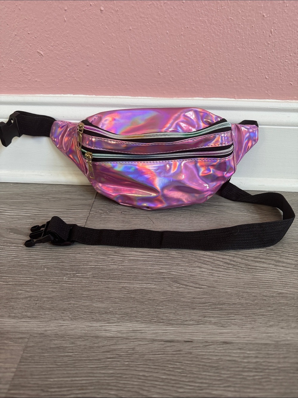 Iridescent Pink Holographic Crossbody Fanny Pack